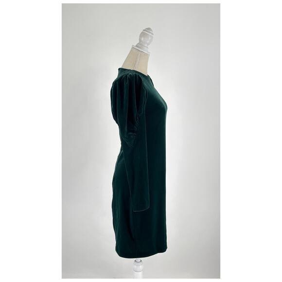 Express Long Puff Sleeve Velvet Mini Dress Green Womens Size Small - Picture 4 of 8